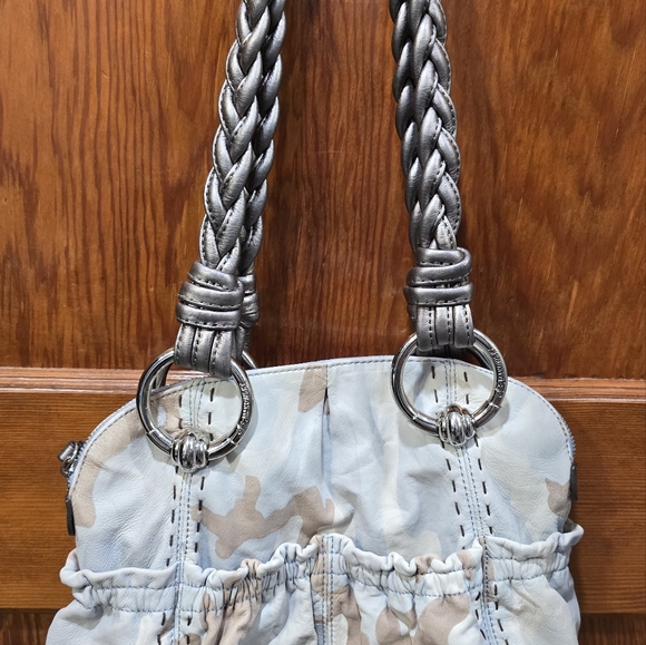 B. Makowsky Camouflage and Silver Braided Handle Bag - Picture 1 of 3